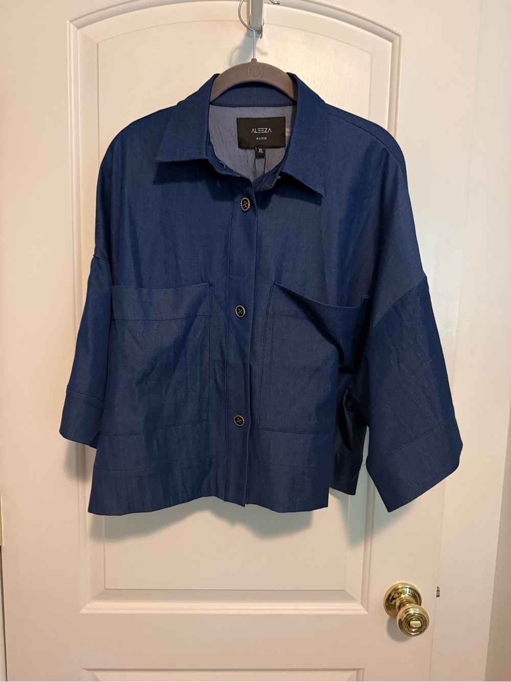 Aleeza Paris Oversized Navy Button-Front Jacket